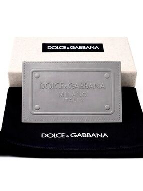 Dolce & Gabbana Unisex Matte Grey Leather Logo Embossed Card Holder Wallet